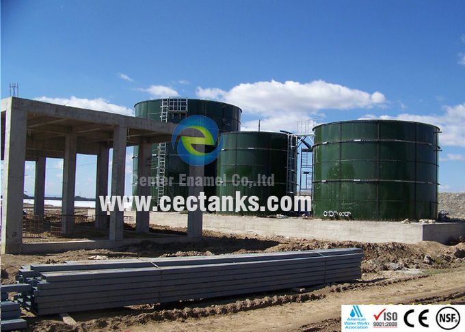 Réservoirs d'eau en acier fondu en verre pour usine de biogaz / usine de traitement des eaux usées 0
